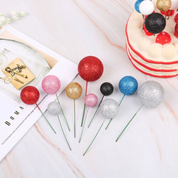 20stk Ball Cake Topper Kake dekorasjon GYLLEN golden