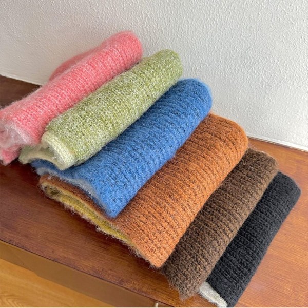 Färg Kontrast Scarf Stickade Scarves BLÅ blue