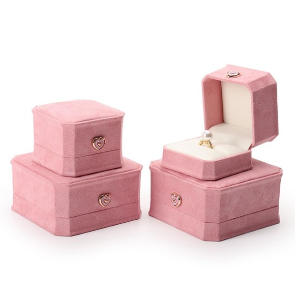 Smykkeskrin Ring Opbevaringsæske PINK 7,5X7,5X5,5CM pink 7.5x7.5x5.5cm