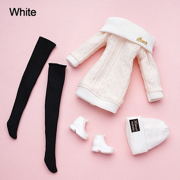 1 Set Dolls Housut Talvivaatteet Neulepuserot VALKOINEN White