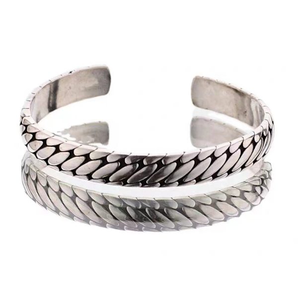 2 stk åpen armring Thai håndlaget vridd mansjett armbånd Silver