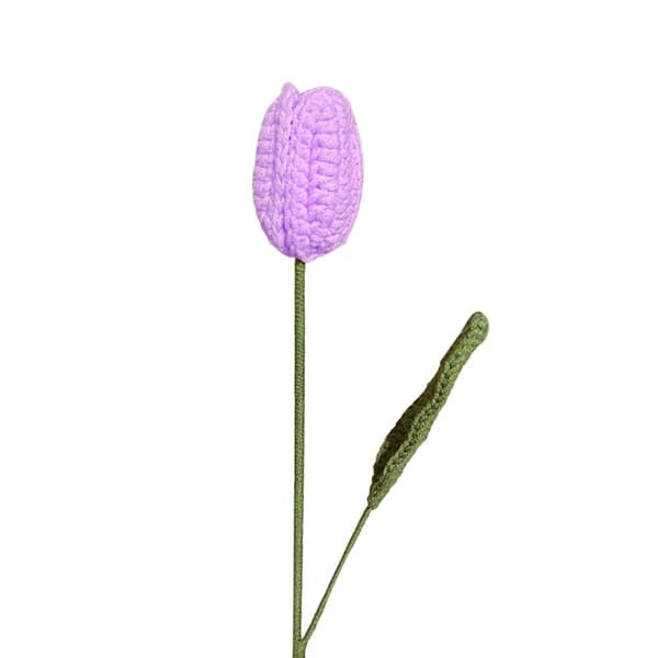 Handstickad tulpanblomma Tulpanflätad blomma VIT White