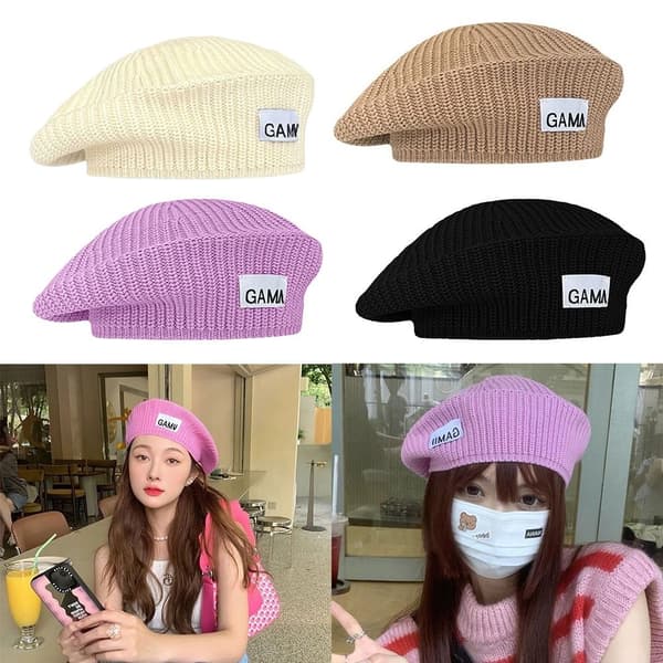 Stickad baskermössa Varm cap BEIGE beige