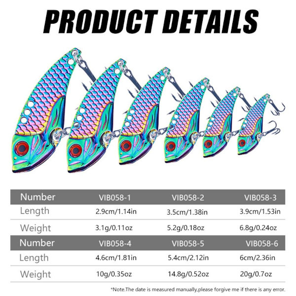 Mini metall Fiskebete VIB sjunkande Lure 7G-3PCS 7G-3PCS 7g-3pcs