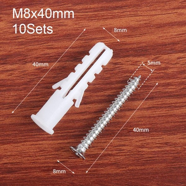 10Sett/pakk Ekspansjonsskruer Expand Spikerboltsett 10SETT 10Sets M8x40mm