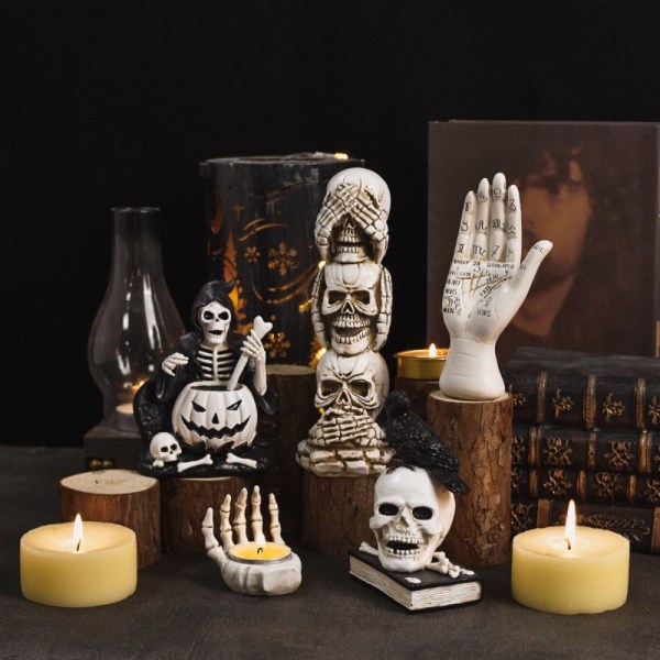 Halloween Skeleton Decor -kynttilänjalka F F F