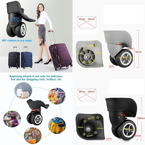 Drejeligt bagagehjul Universalhjul SORT S Black S