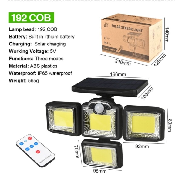 Solsensor Lys Bevegelsessensor Lys INTEGRERT 192 LYS Integrated 192 Lights-192 Lights