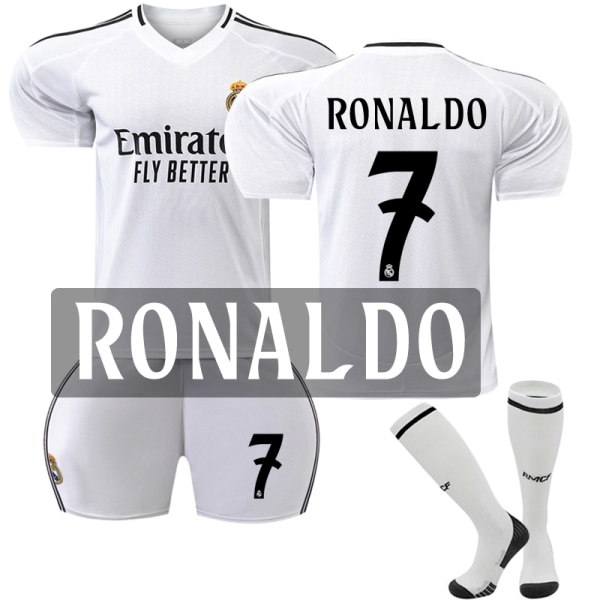 2024-2025 Real Madrid Hjemmefodboldtrøje til børn nr. 7 Cristiano Ronaldo 24