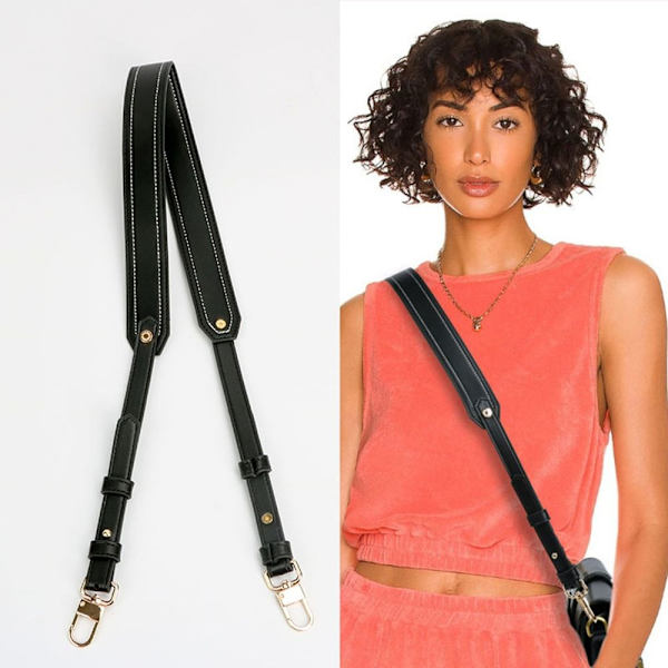 Handväska i äkta läder Axelrem Crossbody SVART black