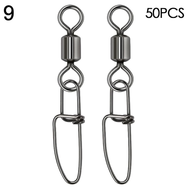 50 stk Fishing Snap Connector med Pin Rolling Swivel 10 10 10