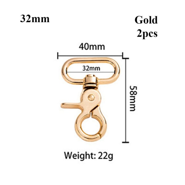 2stk Metal Snap Hook Trekkspenner GULL 32MM Gold 32mm