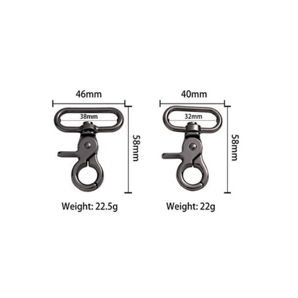 2kpl Metal Snap Hook Traction Soljet MUSTA 32MM Black 32mm