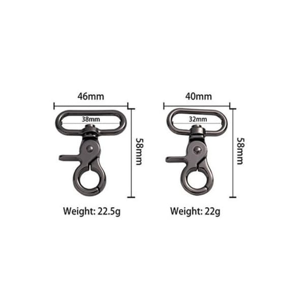 2stk Metal Snap Hook Trekkspenner SØLV 38MM Silver 38mm