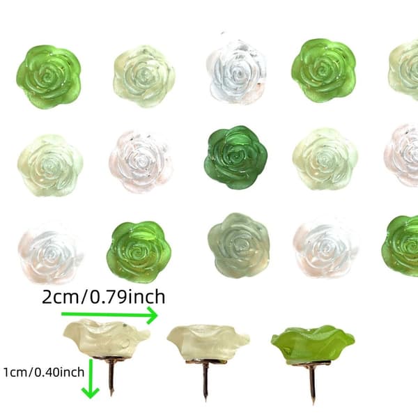 30 st Thumb Tacks Elegant Flower Design Plast