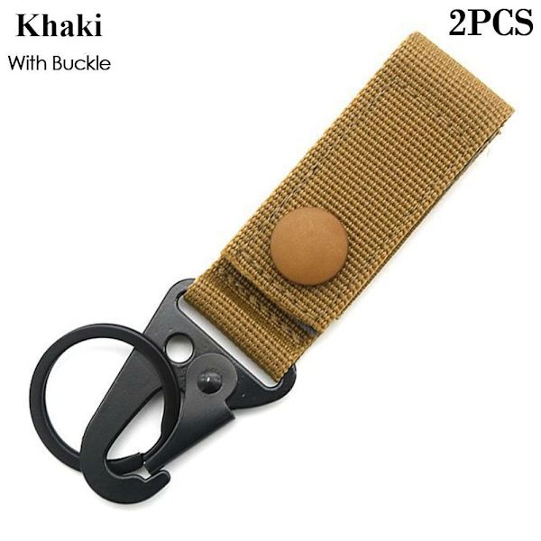 2st Hängande Webbing Spänne Vandring Klätterkarbin KHAKI Khaki With Buckle-With Buckle