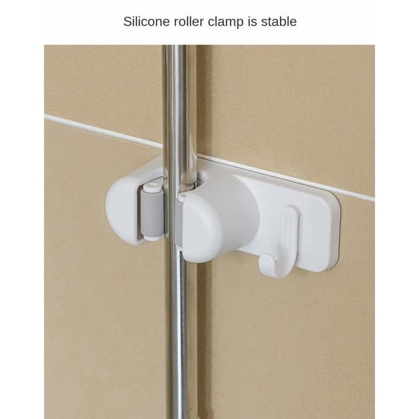 2 st Kvasthållare Väggmonterad Moppförvaringsställ med krokborst White 2 Pcs-2 Pcs