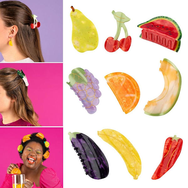Hårklor Frukt Grönsaksdesignklämmor 01 01 01