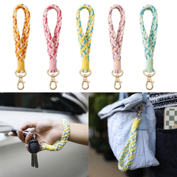 2stk Håndledd Nøkkelring Håndleddsnøkkelarmbånd GUL Yellow
