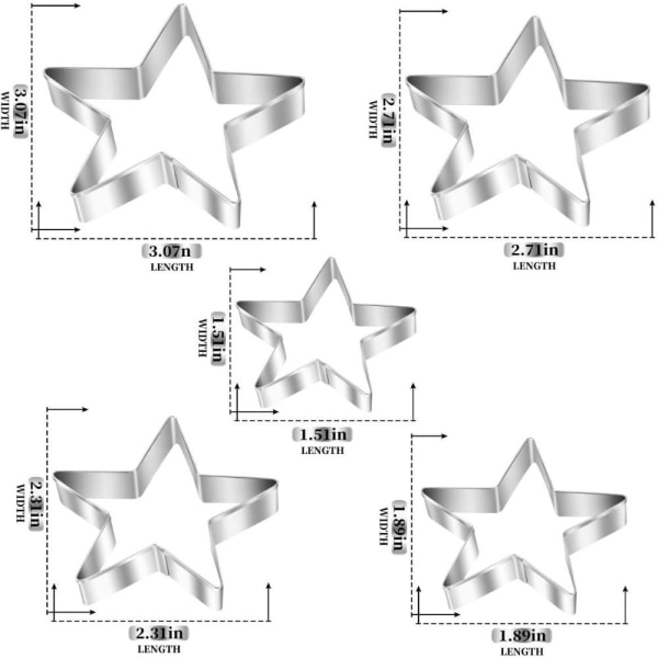 10 stk Kjeksform i rustfritt stål Baking Spesialkjeksform Pentagram