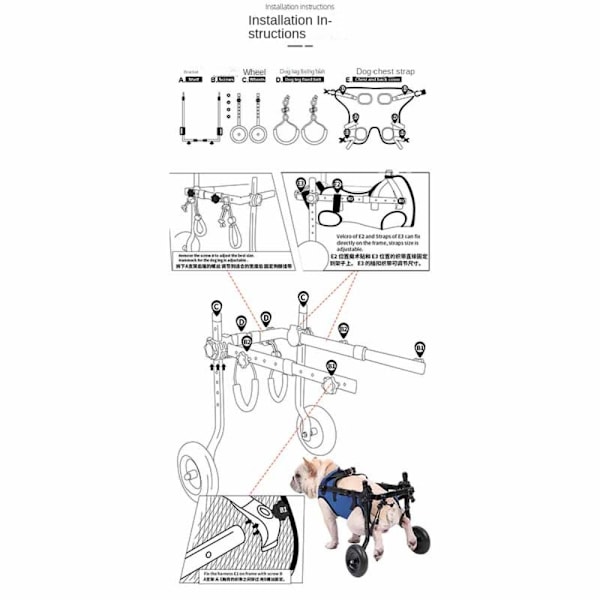 Justerbar hundrullstol Mobility Aid Trolley S S