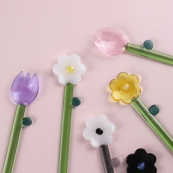 Glasmælkeskeer Blomsterteske D D D