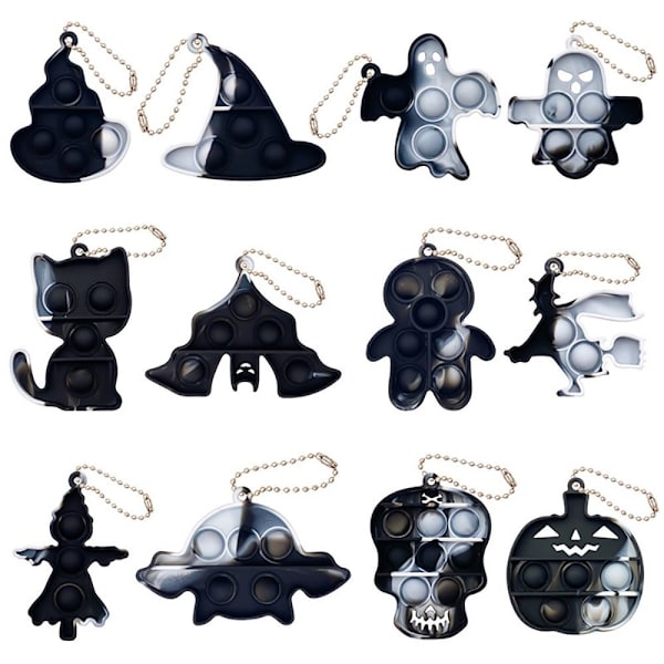 12 st Halloween Pop Fidget Toys Pack, Mini Push Bubble Toy 10