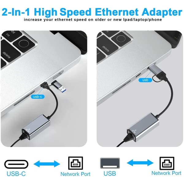 Ethernet-adapter USB Typ-C nätverkskort 1000MBPS 1000MBPS 1000Mbps