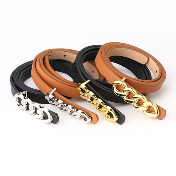 Läderbälte Metallkedja Spänne Midjeband CAMEL&SILVER camel&silver