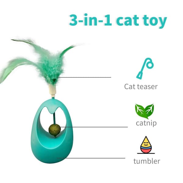 Catnip Ball Cat Teaser Stick BLÅ blue