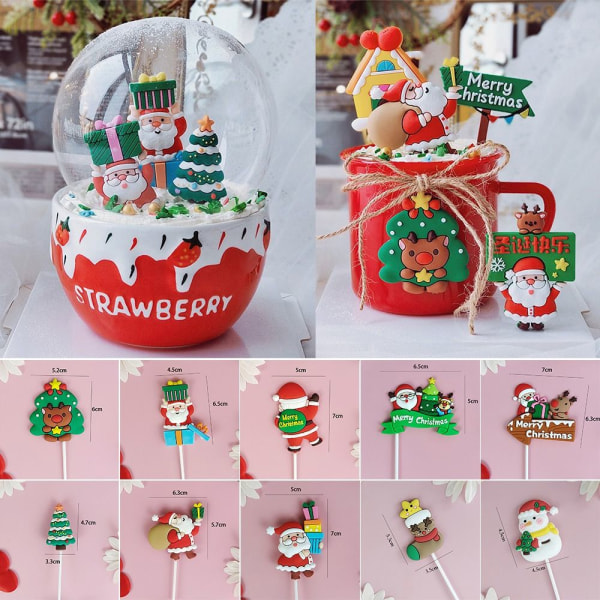 1/5 STK Christmas Cake Toppers God Jul 2 2 2