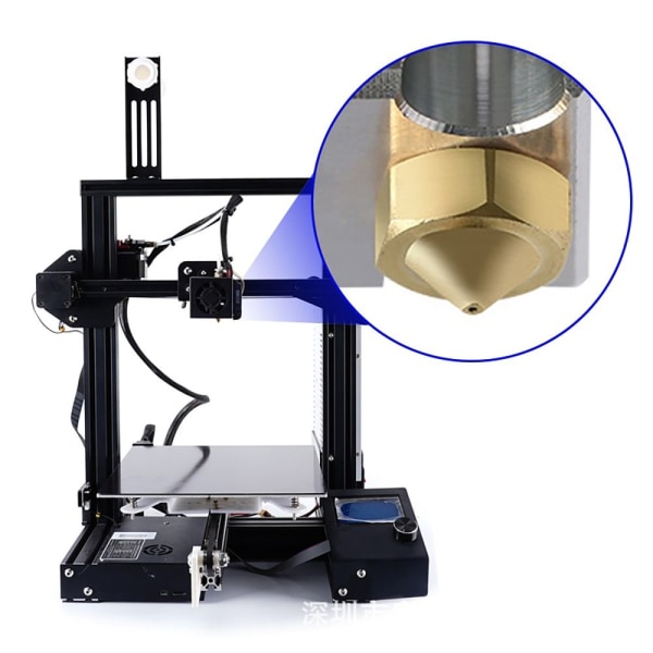 22 st 3D-skrivare Extruder munstycken Mässing 0,2 mm 0,3 mm 0,4 mm 0,5 mm