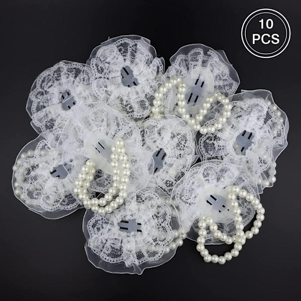 10 stycken Elastic Pearl Wrist Corsage Bands Bröllop handled