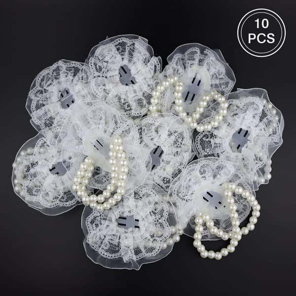 10 stykker elastisk perle håndled Corsage Bands bryllup håndled