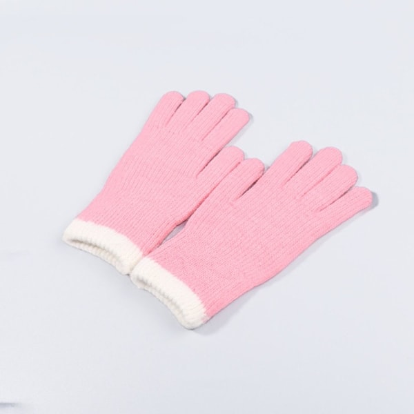 Kvinnliga stickade handskar exponerade fingerhandskar LJUSROSA light pink