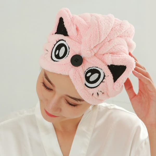 Torrt hår Cap Microfiber Handduk ROSA pink
