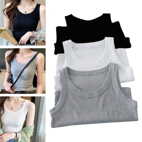 Dame Camisole Slim Tank Top HVIT white