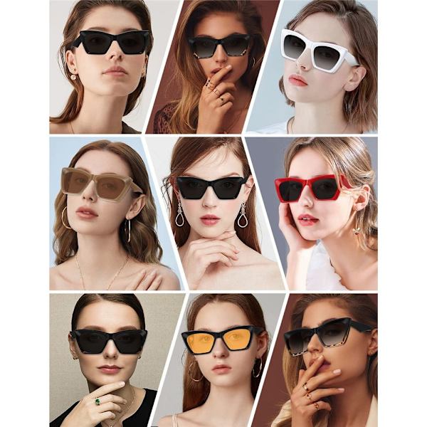 Dame Cateye Solbriller Square Solbriller LEOPARD-SORT GRÅ Leopard-Black Gray