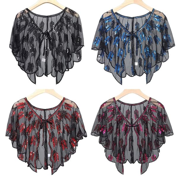 Kvinder Sjal Aftenbal Cape SORT&BLÅ black&blue