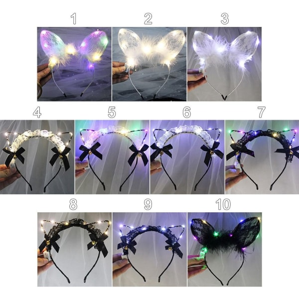 LED Feather Wreath Crown Pandebånd 9 9 9