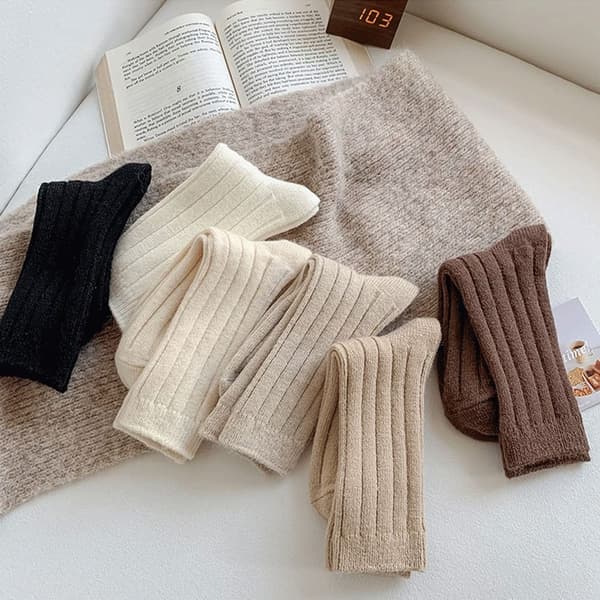 Lange Strømper Cashmere Uldstrømper HVIDE white