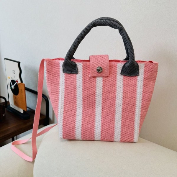 Stribet håndtaske Skuldertasker PINK&WHITE STRIPE STRIBE pink&white stripe-stripe