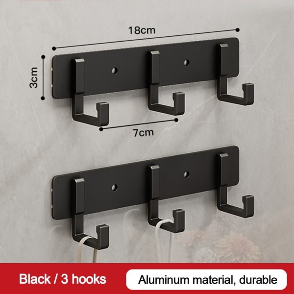 Vegg Dørkrok Stue Dørkrok SORT 4 KROKER 4 KROKER Black 4 hooks-4 hooks