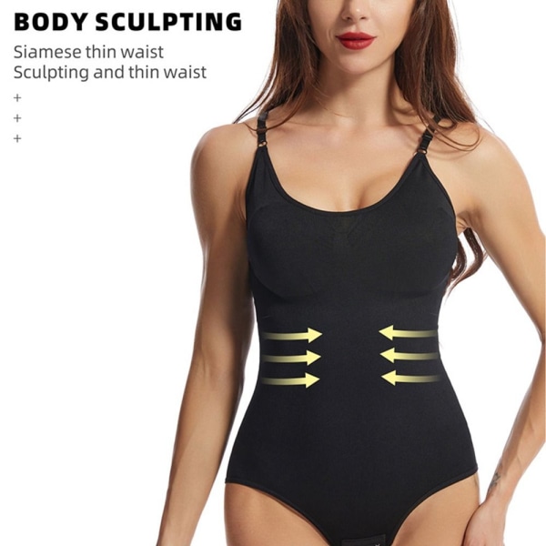 Kvinner Bodysuit Mansjett Tummy Trainer SVART XL black XL