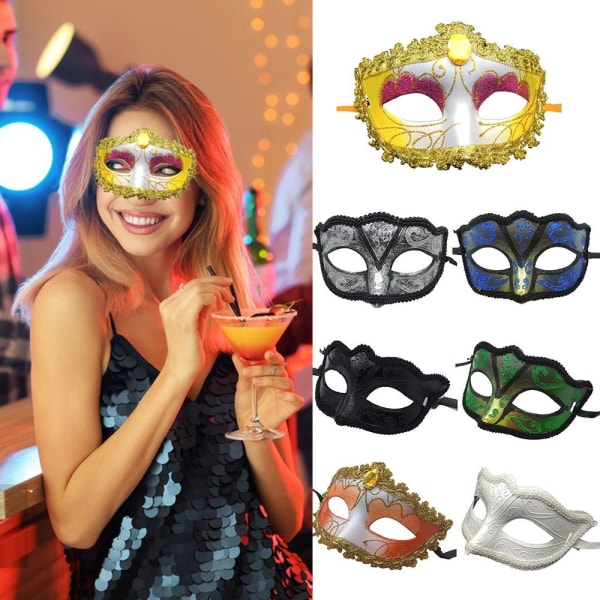 2 stycken Masquerade Tiara Dance Mask VIT 2ST 2ST white 2pcs-2pcs