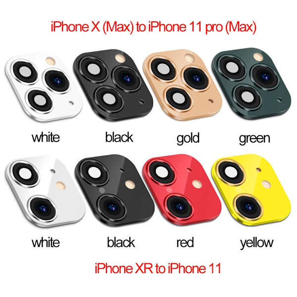 Falsk Kameralinsklistermärke för iPhone XR X till iPhone 11 Pro Max white