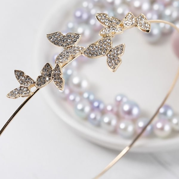 Rhinestone Hårbøyle Brudehårtilbehør GOLD1 GULL1 Gold1