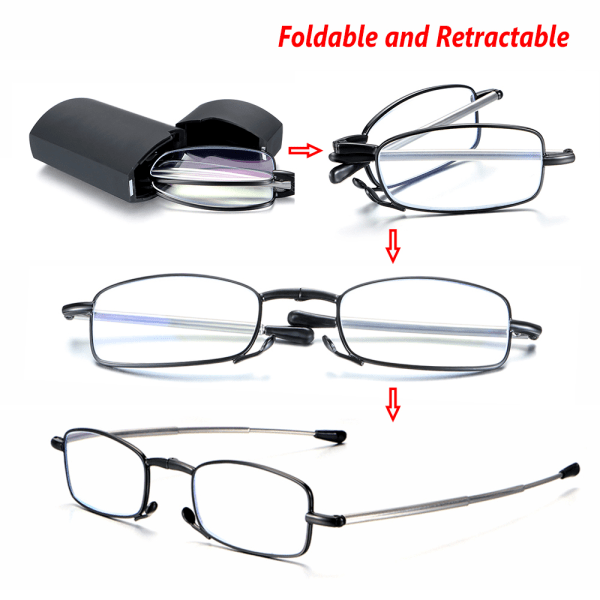 Fällbara läsglasögon Inkluderar glasögonfodral Case