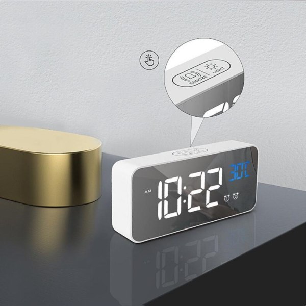 Digital Alarm Bordklokke HVIT white