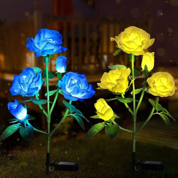 Rose Solar Lights Blomma LED-lampa BLÅ blue